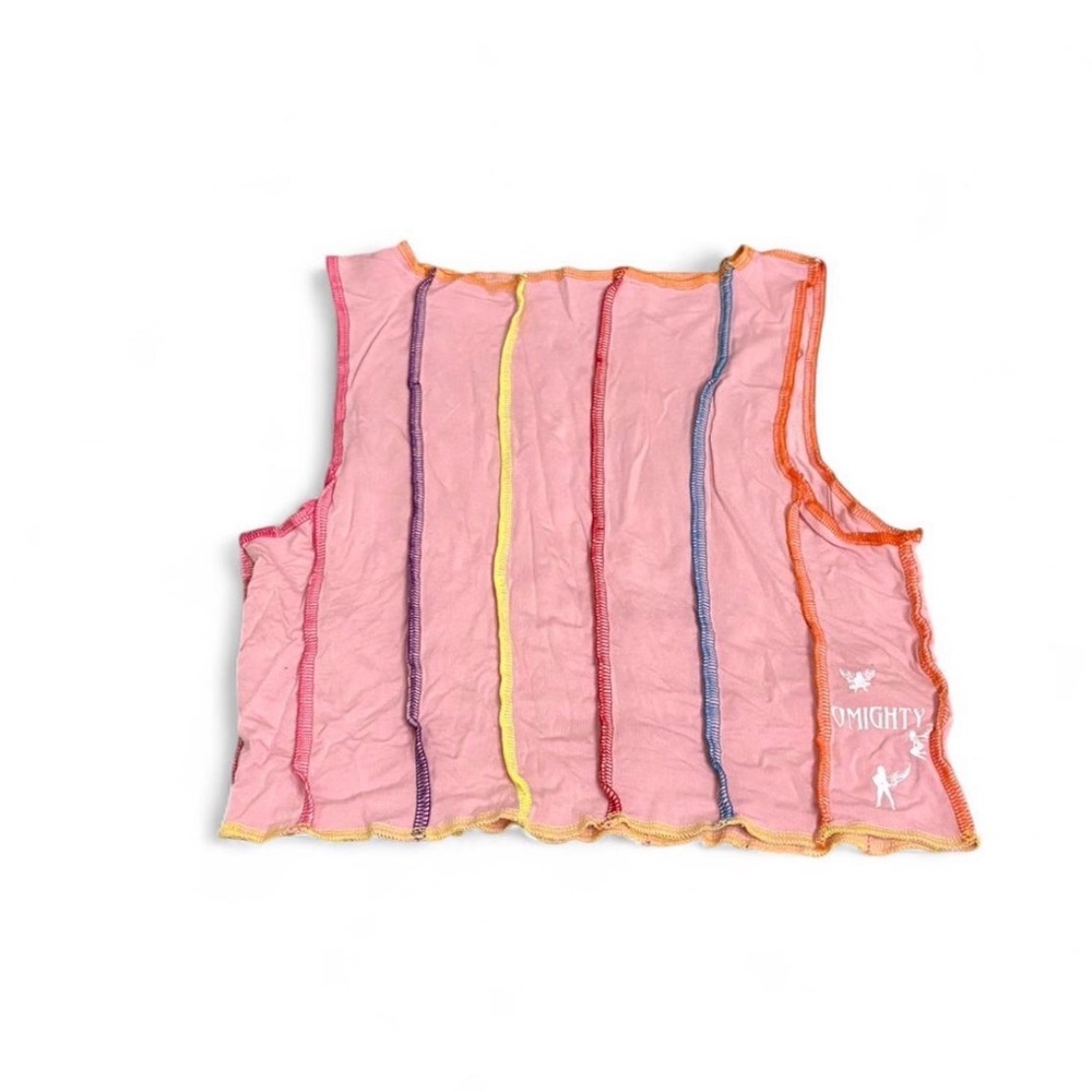 O-Mighty Pink Crop Top with Multicolor Stripes